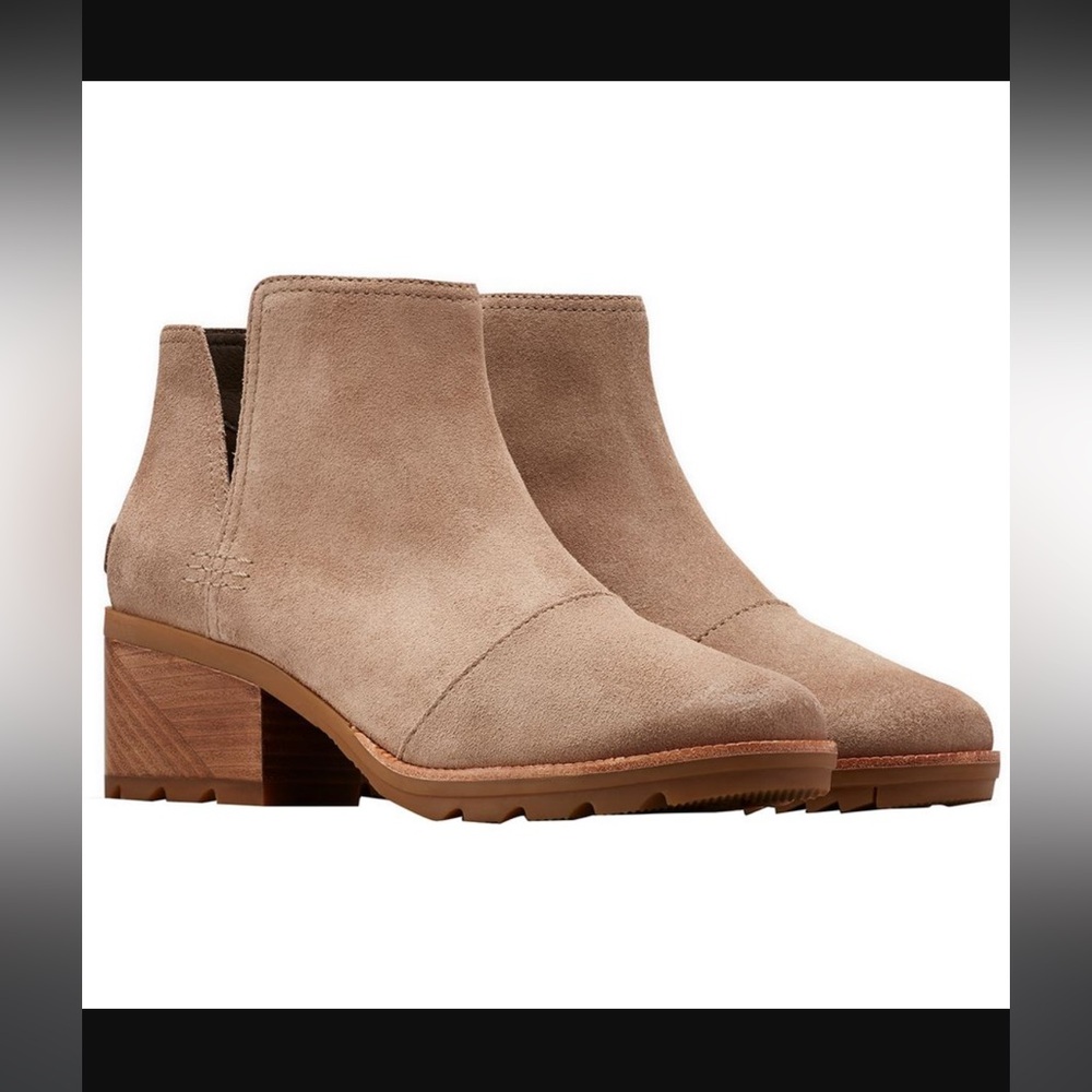 Sorel Cate Cut Out Ankle Boots Block Heel Suede